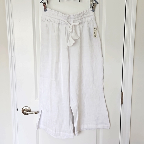 Joie Pants - Womens white cotton wide-leg pants